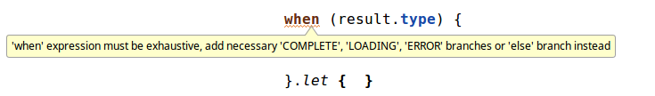 “when” block, with error telling us to add the remaining branches or an “else” branch, because we’re trying to use the block as an expression with our empty “let”